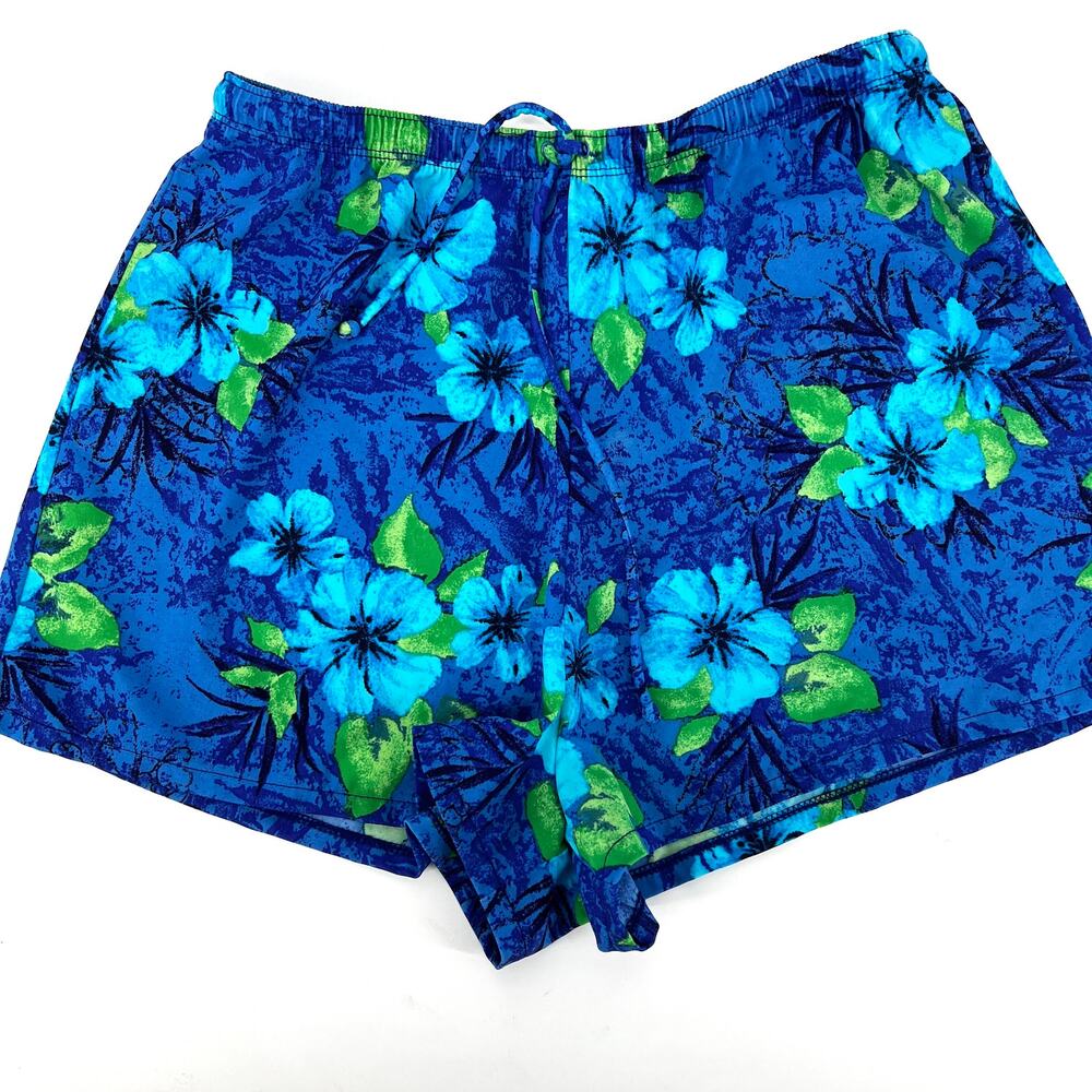 Lands End Womens Tropical Floral Print Swim Shorts Cover Up Size L Preowned